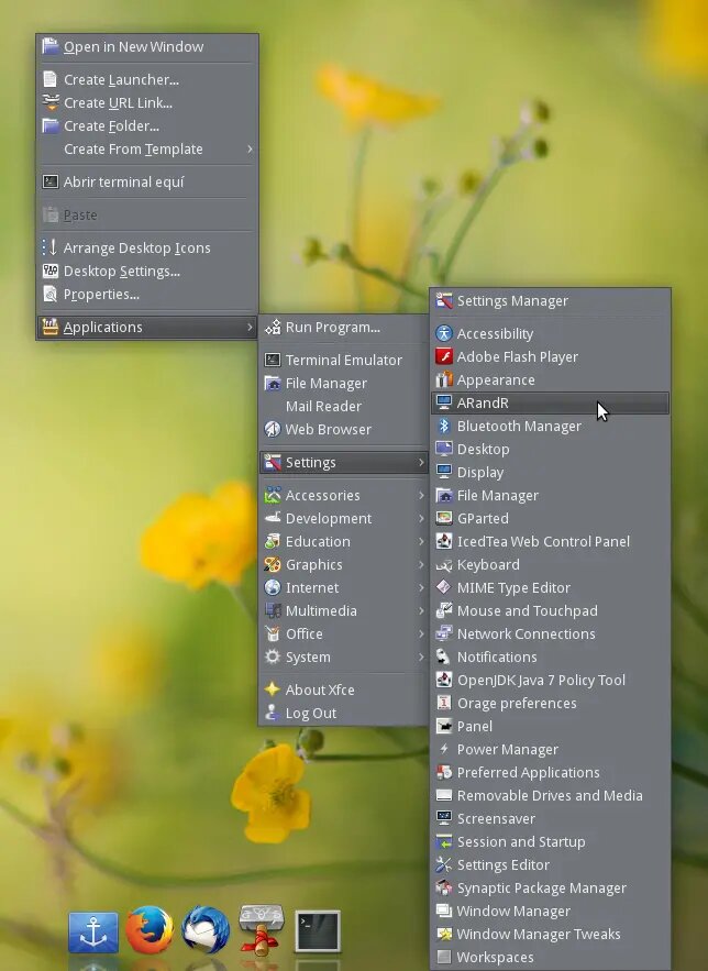 Xfce Applications Menu.
